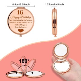 Gevody Sweet 16 Birthday Gift Inspirational Gift for Girl Travel Makeup Mirror 16 Year Old Birthday Present for Teen Granddaughter Best Friend Sister 16th Compact Mirror Daughter Present from Mom Dad