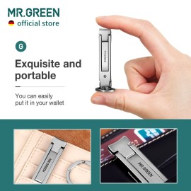 MR.GREEN Collapsible Nail Clippers Small and Thin Portable Travel Nail Scissors Cutter Stainless Steel Manicure Tools with Nail Files (Eco-Packaging)