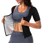 QZSH Women Sauna T-Shirt Sweat Vest Heat Trapping Suit Slimming Tank Top Zipper,Armpit Mesh(TBH6005-07-M)