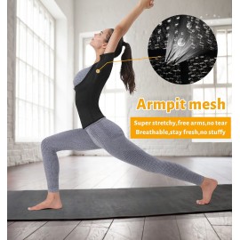 QZSH Women Sauna T-Shirt Sweat Vest Heat Trapping Suit Slimming Tank Top Zipper,Armpit Mesh(TBH6005-07-M)