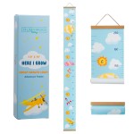 RubyRoo Baby Growth Chart - Growth Chart for Kids - Nursery or Toddler Room Wall Decor for Boy - Removable Roll Up Canvas Children Height Measure Chart with Wood Frame - 7.9 x 79 Adventure Theme