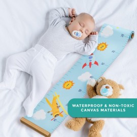 RubyRoo Baby Growth Chart - Growth Chart for Kids - Nursery or Toddler Room Wall Decor for Boy - Removable Roll Up Canvas Children Height Measure Chart with Wood Frame - 7.9 x 79 Adventure Theme
