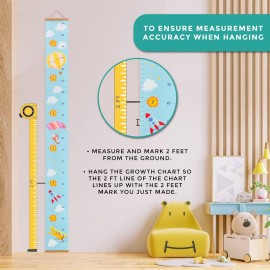 RubyRoo Baby Growth Chart - Growth Chart for Kids - Nursery or Toddler Room Wall Decor for Boy - Removable Roll Up Canvas Children Height Measure Chart with Wood Frame - 7.9 x 79 Adventure Theme