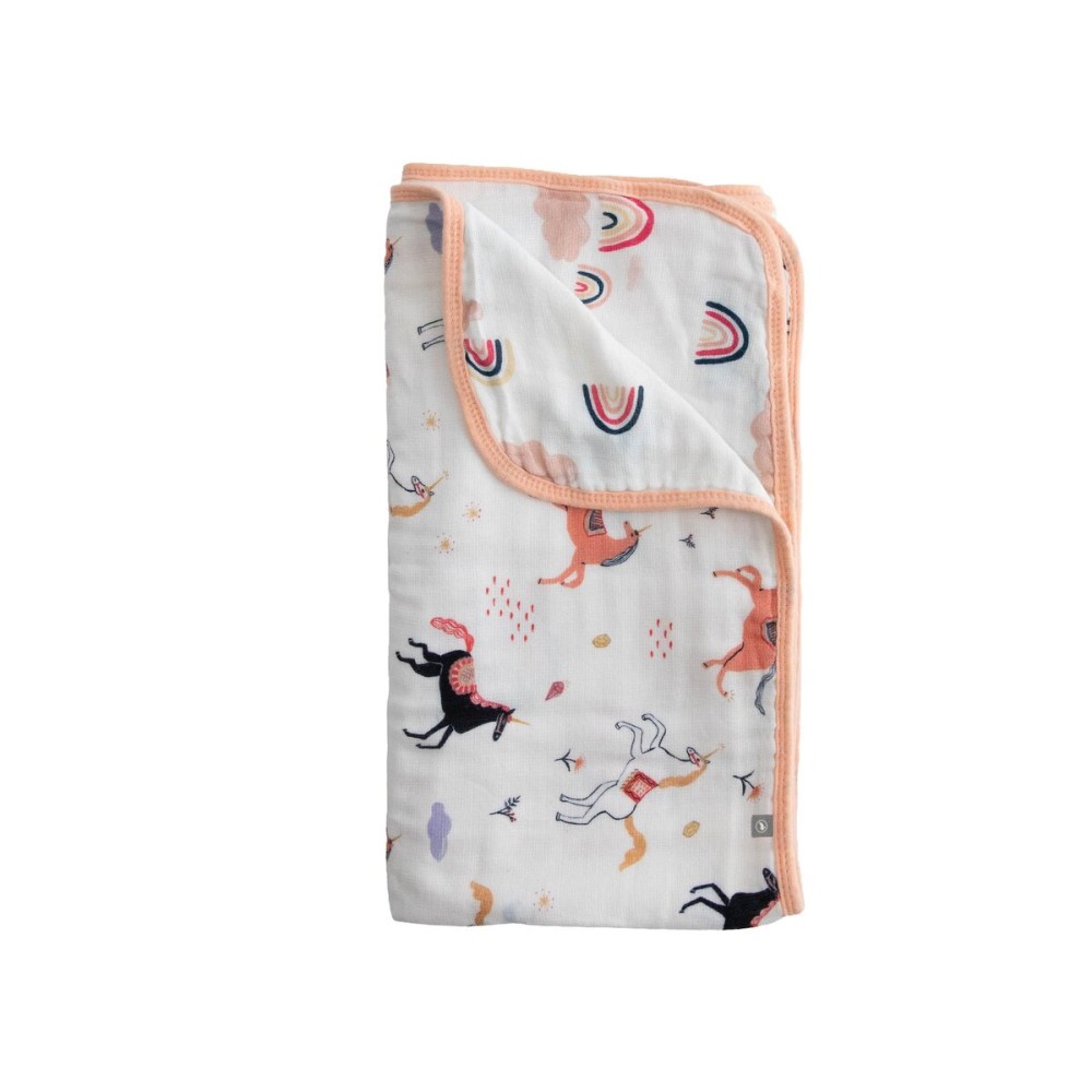 Red Rovr 100% Organic Cotton Muslin Baby Blanket | Multi-Layer Muslin Quilt | Newborn & Toddler | Soft, Lightweight | Nursery, Stroller | Machine Wash | 30 x 40 | Little Unicorns