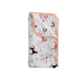 Red Rovr 100% Organic Cotton Muslin Baby Blanket | Multi-Layer Muslin Quilt | Newborn & Toddler | Soft, Lightweight | Nursery, Stroller | Machine Wash | 30 x 40 | Little Unicorns