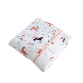 Red Rovr 100% Organic Cotton Muslin Baby Blanket | Multi-Layer Muslin Quilt | Newborn & Toddler | Soft, Lightweight | Nursery, Stroller | Machine Wash | 30 x 40 | Little Unicorns