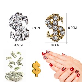 SILPECWEE 30pcs Dollar Sign Nail Charms Gold Silver Nail Jewels 3d Nail Art Charms Money Design Nail Rhinestone And Charms Nail Studs Nail Decoration Kit SILPECWEE 30pcs Dollar Sign Nail Charms Gold Silver Nail Jewels 3d Nail Art Charms Money Design Nail Rhinestone And Charms Nail Studs Nail Decoration Kit