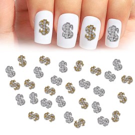 SILPECWEE 30pcs Dollar Sign Nail Charms Gold Silver Nail Jewels 3d Nail Art Charms Money Design Nail Rhinestone And Charms Nail Studs Nail Decoration Kit SILPECWEE 30pcs Dollar Sign Nail Charms Gold Silver Nail Jewels 3d Nail Art Charms Money Design Nail Rhinestone And Charms Nail Studs Nail Decoration Kit