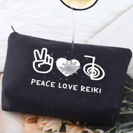 G2TUP Reiki Gifts Peace Love Reiki Makeup Bag Reiki Energy Spiritual Healer Gift for Reiki Master (Reiki Gifts MAKEUP BAG)