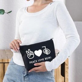 G2TUP Reiki Gifts Peace Love Reiki Makeup Bag Reiki Energy Spiritual Healer Gift for Reiki Master (Reiki Gifts MAKEUP BAG)