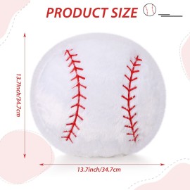 Jetec 2 Pcs Baseball Pillow Fluffy Soft Throw Cute Baseball Shaped Sports Decoration Round Plush Sport Theme Cushion Stuffed Pillow for Bedroom Decoration