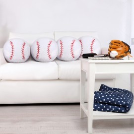 Jetec 2 Pcs Baseball Pillow Fluffy Soft Throw Cute Baseball Shaped Sports Decoration Round Plush Sport Theme Cushion Stuffed Pillow for Bedroom Decoration