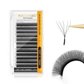NAGARAKU 5D W Shape Eyelash Extension Supplies Natural Soft Volume 0.07mm C curl 12mm Premade Fans Faux Mink Matte Black Cluster Easy Fanning False Lashes