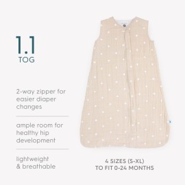 Little Unicorn - Taupe Cross Cotton Muslin Sleep Bag | 100% Cotton | Super Soft and Lightweight | Baby | Size X-Large: 18-24 Months | Machine Washable | 1.1 TOG
