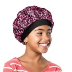 Red by Kiss Kids Satin Bonnet with Wide Band, Sleep Cap for Kids, Bonnet for Boys and Girls (Pink Leopard)