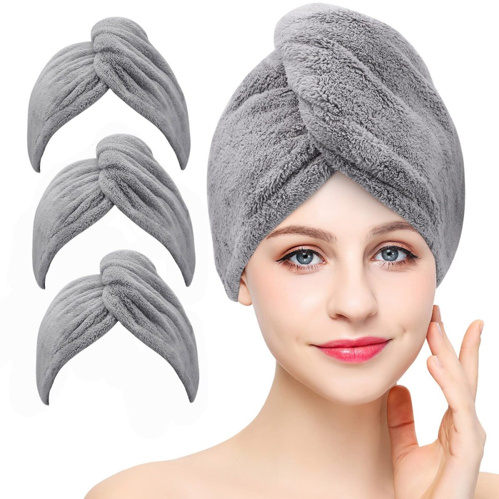 BEoffer Microfiber Hair Towel, 3 Packs Hair Towels for Women, Men,Kids, Quick Dry Hair Wrap Towels for Curly,Long, Curly Hair Anti Frizz (Gray) BEoffer Microfiber Hair Towel, 3 Packs Hair Towels for Women, Men,Kids, Quick Dry Hair Wrap Towels for Curly,Long, Curly Hair Anti Frizz (Gray)