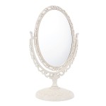 Uonlytech Oval Dressing Mirror Tabletop Makeup Mirror, Vintage Oval Shaped Makeup Mirror Swivel Cosmetic Mirror with 360 Degree Rotation for Women Travel Bedroom, Beige