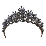 Minkissy Black Baroque Queen Crown Vintage Queen Tiara Gothic Baroque Crowns Crystal Birthday Quinceanera Pageant Prom