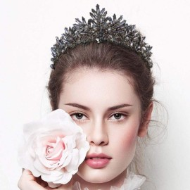 Minkissy Black Baroque Queen Crown Vintage Queen Tiara Gothic Baroque Crowns Crystal Birthday Quinceanera Pageant Prom