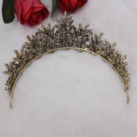 Minkissy Black Baroque Queen Crown Vintage Queen Tiara Gothic Baroque Crowns Crystal Birthday Quinceanera Pageant Prom