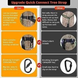 TRSMIMA Tree Stand Hunting Harness - Climbing Stands Strap Treestand Belt with Adjustable Metal Hook Quick Easy Quiet To Use