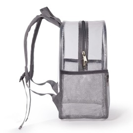 ZJIE Clear Mini Backpack 12x12x6 Stadium Approved, Transparent Backpack See Through Backpack for Concerts and Sporting Event, Work, School, Security (Grey)