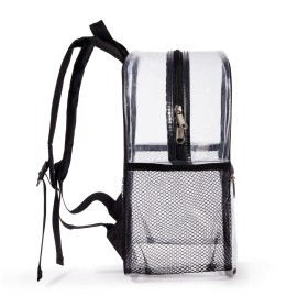 ZJIE Clear Mini Backpack 12x12x6 Stadium Approved Clear Backpacks Transparent Backpack for Stadium, Sporting Event, Music Festival and Concerts (Black)