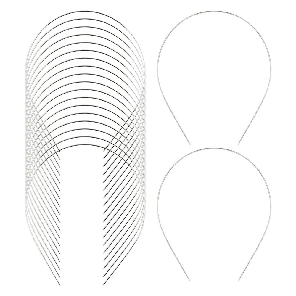 Lawie 20 Pack Bulk 1.5MM Width Thin Silver Plain Blank Hard Metal Headbands Skinny Men Wire Hair Bands Clasps Tiara Crown Hair Holder DIY Craft Accessories for Women