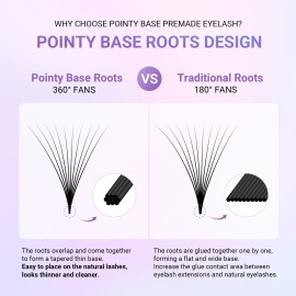 NAGARAKU Premade Fans Eyelash Extensions Thin Pointy Base 10D Volume Sharp Narrow Stem 0.07mm D curl 9-14mm Mix Clusters Russian Pre Fanned Fluffy Matte Black