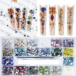8200 Pcs AB Red Blue Green Champagne Gold Black Yellow Nail Rhinestones Mixed Colored Multi Shaped Sized Nail Beads Glass Gems Stones Rhinestone for Nails Art DIY Crafts Jewelry
