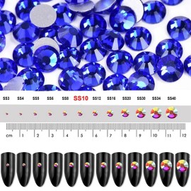 Dowarm 1440 Pieces SS10 Flatback Nail Crystals, 2.8MM Flatback for Craft Nails Dance Costumes, Glue Fix Rhinestones (SS10 / 2.8MM, Blue/Sapphire) Dowarm 1440 Pieces SS10 Flatback Nail Crystals, 2.8MM Flatback for Craft Nails Dance Costumes, Glue Fix Rhinestones (SS10 / 2.8MM, Blue/Sapphire)