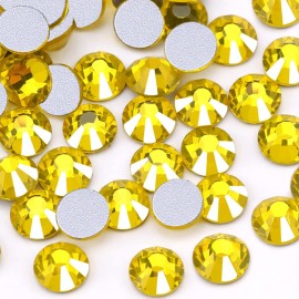 Dowarm 288 Pieces 6.5MM Flatback Rhinestones, SS30 Flatback Crystal Rhinestones for Craft Nails Dance Costumes, Large Rhinestones (Citrine/Lemon Yellow)