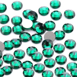 Dowarm 720Pieces SS20 Flatback Rhinestones, 4.8MM Glass Crystal Rhinestones for Craft Nails Dance Costumes, Flat Back Nail Crystals, Non Hotfix Rhinestones (SS20 / 4.8MM, Green/Emerald)