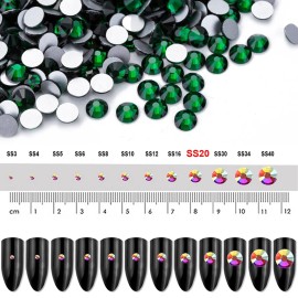Dowarm 720Pieces SS20 Flatback Rhinestones, 4.8MM Glass Crystal Rhinestones for Craft Nails Dance Costumes, Flat Back Nail Crystals, Non Hotfix Rhinestones (SS20 / 4.8MM, Green/Emerald) Dowarm 720Pieces SS20 Flatback Rhinestones, 4.8MM Glass Crystal Rhinestones for Craft Nails Dance Costumes, Flat Back Nail Crystals, Non Hotfix Rhinestones (SS20 / 4.8MM, Green/Emerald)