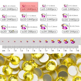 Dowarm 1440 Pieces SS4 Flatback Crystal Rhinestones for Craft Nails Dance Costumes, Non Hotfix (SS4, 1.5MM, Citrine/Lemon Yellow) Dowarm 1440 Pieces SS4 Flatback Crystal Rhinestones for Craft Nails Dance Costumes, Non Hotfix (SS4, 1.5MM, Citrine/Lemon Yellow)