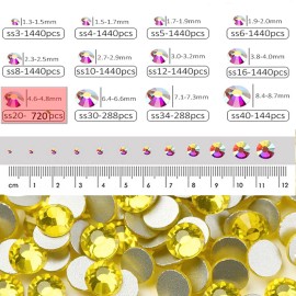 Dowarm 720 Pieces SS20 Flatback Crystal Rhinestones, 4.8MM for Craft Nails Dance Costumes, Non Hotfix (Citrine/Lemon Yellow) Dowarm 720 Pieces SS20 Flatback Crystal Rhinestones, 4.8MM for Craft Nails Dance Costumes, Non Hotfix (Citrine/Lemon Yellow)