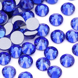 Dowarm 288 Pieces SS30 Flatback Rhinestones, 6.5MM Flatback Crystal Rhinestones for Craft Face Nail Art Dance Costumes, Flat Back Nail Crystals, Non Hotfix Rhinestones (SS30 / 6.5MM, Blue/Sapphire)