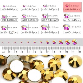 Dowarm 1440 Pieces SS6 Flatback Rhinestones, 2MM Mini Flatback Nail Crystal Rhinestones for Craft Nails Dance Costumes, Flat Back Nail Crystals, Non Hotfix Rhinestones (SS6 / 2MM, Bright Gold) Dowarm 1440 Pieces SS6 Flatback Rhinestones, 2MM Mini Flatback Nail Crystal Rhinestones for Craft Nails Dance Costumes, Flat Back Nail Crystals, Non Hotfix Rhinestones (SS6 / 2MM, Bright Gold)