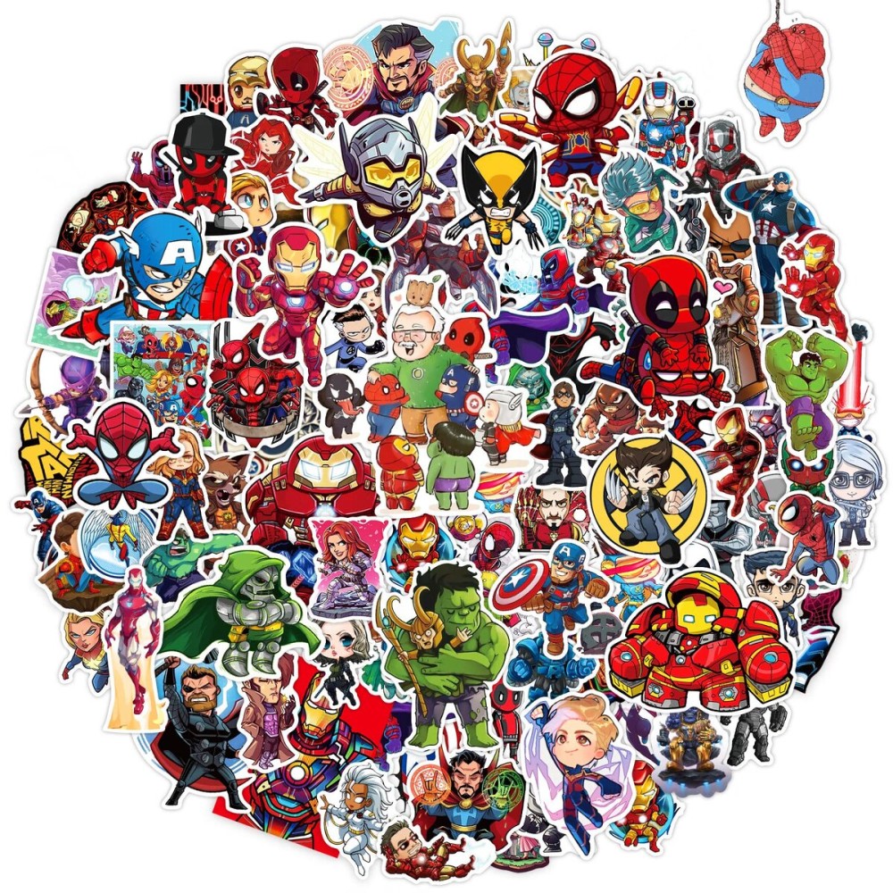 Cute Superhero Stickers for Water Bottle, 130pcs Waterproof Stickers for Kids Teens Adults, Comic Legends Vinyl Stickers Pack for Skateboard Laptop Luggage Party Supplies Decals
