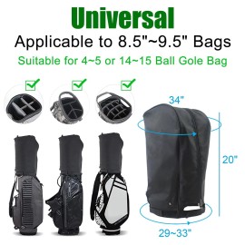 SYCFQX Golf Bag Cover Rain Hood Waterproof, Rain Cape for Golf Bags fit Almost All Tour Bags Golf Bags or Carry Cart for Mens Women Golfer (Black)