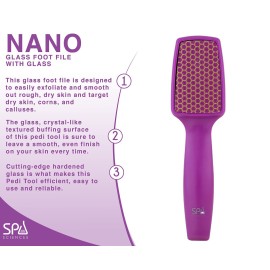 Spa Sciences Nano Glass Foot File - Exfoliating Pedi Tool - Targets Dry Skin, Corns, Calluses - Wet or Dry Use - All Skin Types