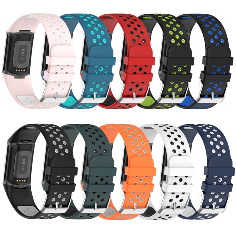 Compatible with Fitbit Charge 6/Fitbit Charge 5 Bands, Soft Silicone Replacement Wristband Fitness Tracker Accessories Strap for Women Men (10 Colors)