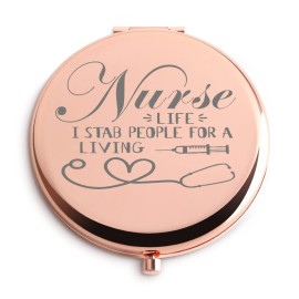 Dyukonirty Nurse Gifts for Women Travel Makeup Mirror Graduation Gifts Medical Assistant Nurse Practitioner Birthday Nurse Gifts for Nurses Week Rose Gold