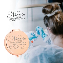 Dyukonirty Nurse Gifts for Women Travel Makeup Mirror Graduation Gifts Medical Assistant Nurse Practitioner Birthday Nurse Gifts for Nurses Week Rose Gold