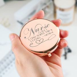 Dyukonirty Nurse Gifts for Women Travel Makeup Mirror Graduation Gifts Medical Assistant Nurse Practitioner Birthday Nurse Gifts for Nurses Week Rose Gold