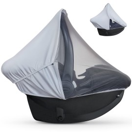 Summer Baby Car Seat Cover | 2-in-1 Breathable Carseat Sun Shade & Mosquito Net | UV Protection Lightweight Canopy Covers for Infant Unisex | Bug Net Mesh for Spring & Summer Warm Weather (Gray)