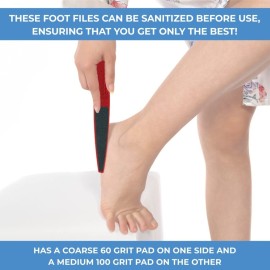 ForPro Professional Collection Red Panda Foot File, 60/100 Grit, Double-Sided Pedicure File for Feet and Heels, 10.5 L (Pack of 6)
