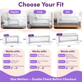 ComfyBumpy 1-Pack Bed Rail for Toddlers 55.5 L x 19.5 H | Toddler Bed Rails for Twin, Full, Queen & King Mattress Size | Swing Down Rail Guard | Mattress Side Rail for Kids | Blue