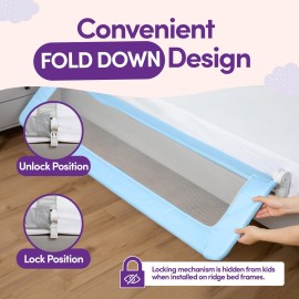 ComfyBumpy 1-Pack Bed Rail for Toddlers 55.5 L x 19.5 H | Toddler Bed Rails for Twin, Full, Queen & King Mattress Size | Swing Down Rail Guard | Mattress Side Rail for Kids | Blue