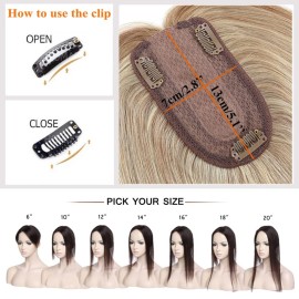 MY-LADY 150% Density Human Hair Toppers Without Bangs For Women 14 Inch (no bangs) 12/613 Light Brown with Bleach Blonde Silk Base Clip in Toppers Top Hair Pieces for Thinning Hair Hair Loss MY-LADY 150% Density Human Hair Toppers Without Bangs For Women 14 Inch (no bangs) 12/613 Light Brown with Bleach Blonde Silk Base Clip in Toppers Top Hair Pieces for Thinning Hair Hair Loss